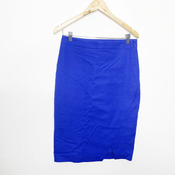 Banana Republic Bi Stretch Wrap Front Pencil Skirt blue career WOMEN'S 6 NWT - Picture 2 of 8